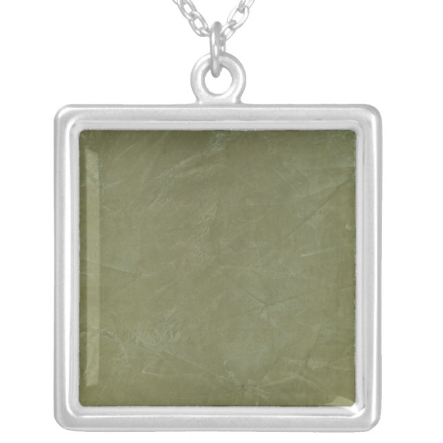 Green Venetian Plaster Silver Plated Necklace (Front)