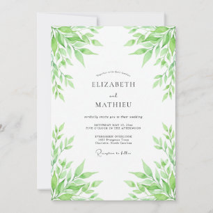 Green Verdant Foliage Wedding Invitation
