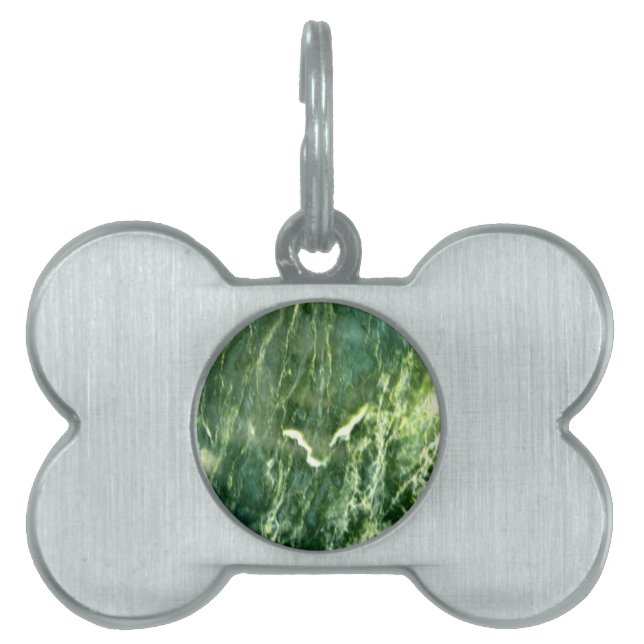 Green Verde Alpi Marble Pet Name Tag (Front)