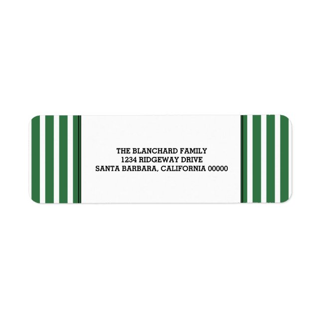 Green Vertical Festive Stripes Holiday Label (Front)