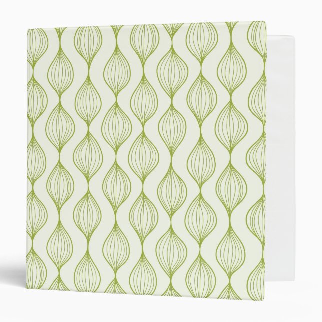 Green vertical ogee pattern background 3 ring binder (Front/Inside)