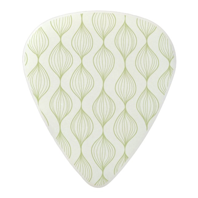 Green vertical ogee pattern background acetal guitar pick (Front)