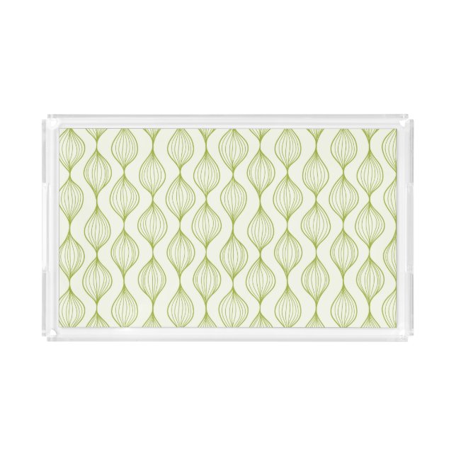 Green vertical ogee pattern background acrylic tray (Front)