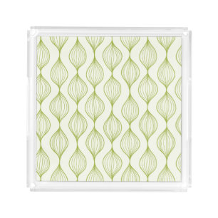 Green vertical ogee pattern background acrylic tray