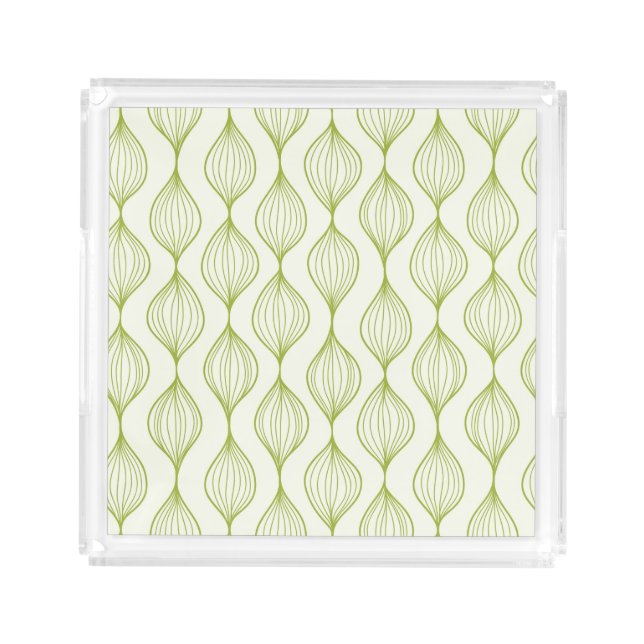 Green vertical ogee pattern background acrylic tray (Front)