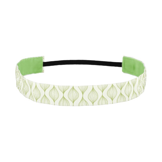 Green vertical ogee pattern background athletic headband (Front)
