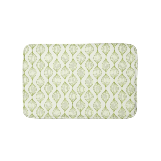 Green vertical ogee pattern background bath mat (Front)
