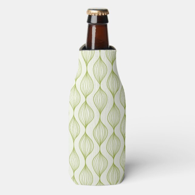 Green vertical ogee pattern background bottle cooler (Bottle Front)