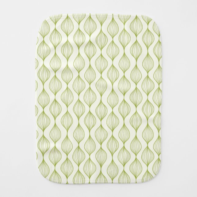 Green vertical ogee pattern background burp cloth (Front)