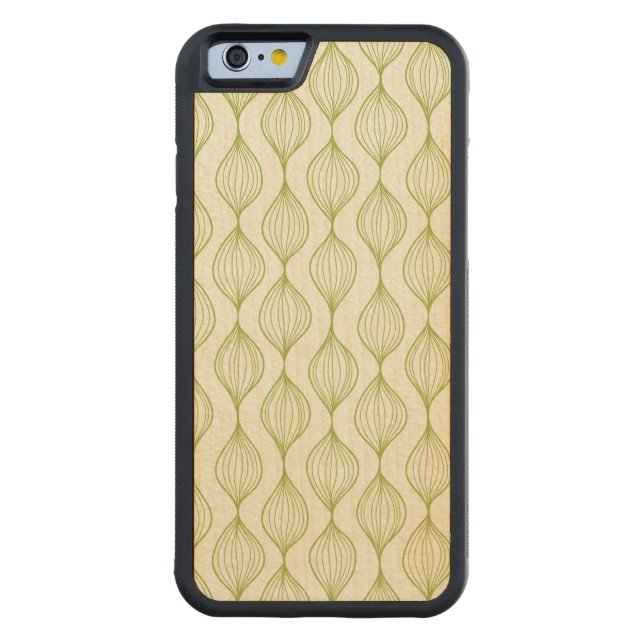Green vertical ogee pattern background carved wood iPhone case (Back)