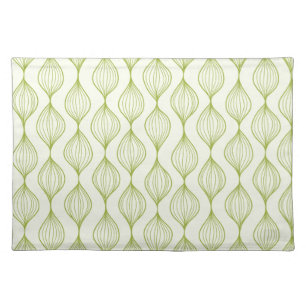 Green vertical ogee pattern background cloth placemat