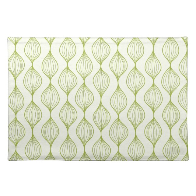 Green vertical ogee pattern background cloth placemat (Front)
