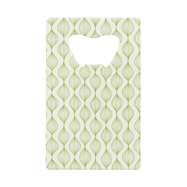 Green vertical ogee pattern background credit card bottle opener (Front)