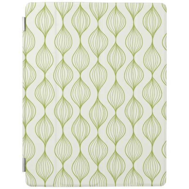 Green vertical ogee pattern background iPad smart cover (Front)