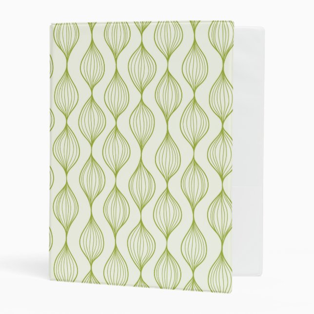 Green vertical ogee pattern background mini binder (Front/Inside)