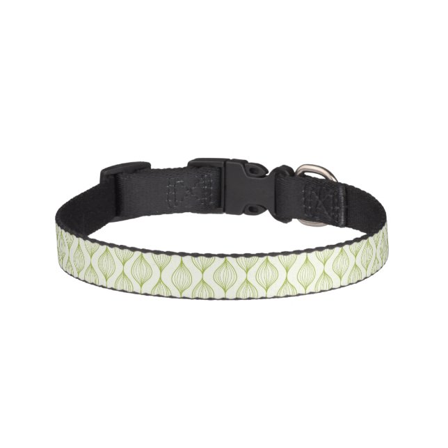 Green vertical ogee pattern background pet collar (Front)