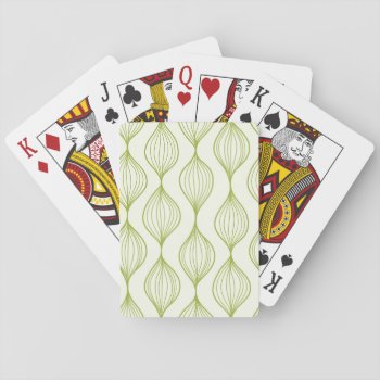 Green Vertical Ogee Pattern Background Playing Cards by trendzilla at Zazzle