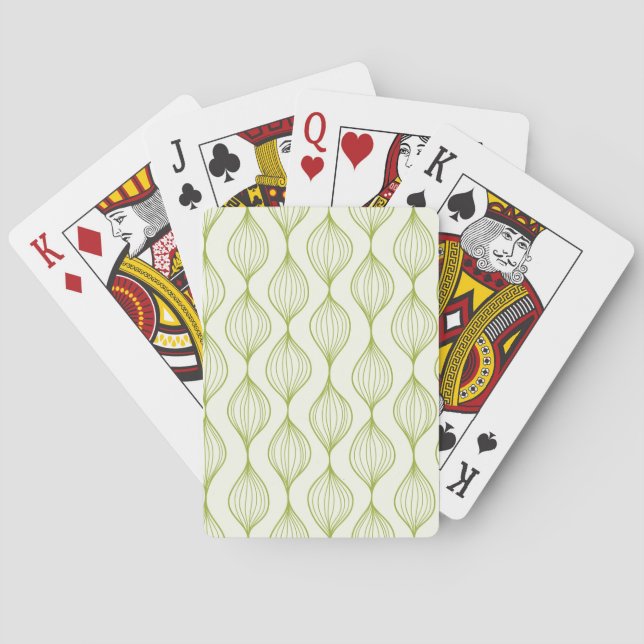 Green vertical ogee pattern background poker cards (Back)