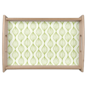 Green vertical ogee pattern background serving tray