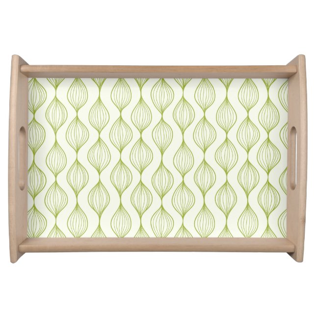 Green vertical ogee pattern background serving tray (Front)