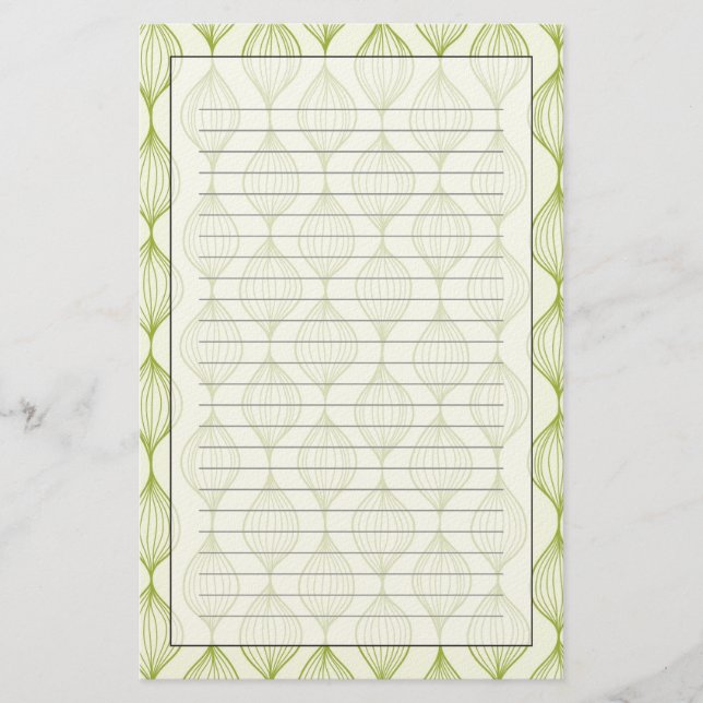 Green vertical ogee pattern background stationery (Front)