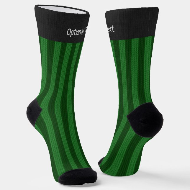 Green Vertical Stripes Holiday Knit Look custom Socks (Angled)