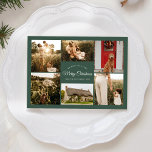 Green Very Merry Christmas Six Photo Collage Holiday Card<br><div class="desc">This Green Very Merry Christmas Six Photo Collage Holiday Card design features a sophisticated hunter green backdrop with a blend of simple ivory lettering and classic calligraphy paired with a minimalist boho styling that strikes a perfect balance between clean modern subtlety and vintage elegance. This charming design is a lovely...</div>