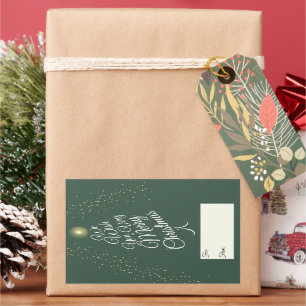 Green Very Merry Christmas Tree Gift For From Rectangular Sticker