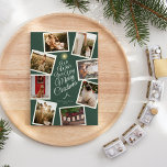 Green Very Merry Christmas Tree Photo Collage Holiday Card<br><div class="desc">This Green Very Merry Christmas Tree Photo Collage Holiday Card design features a sophisticated hunter green backdrop with a blend of simple ivory lettering and classic calligraphy paired with a minimalist boho styling that strikes a perfect balance between clean modern subtlety and vintage elegance. This charming design is a lovely...</div>