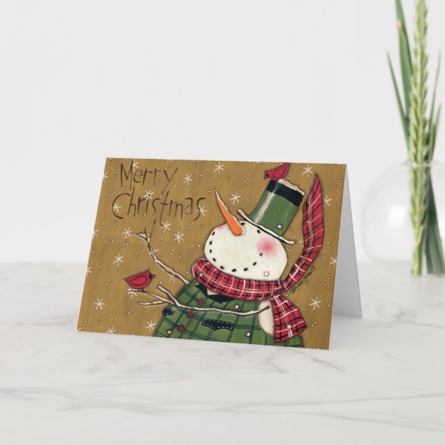 Green Vested Snowman Holiday Card (Front)