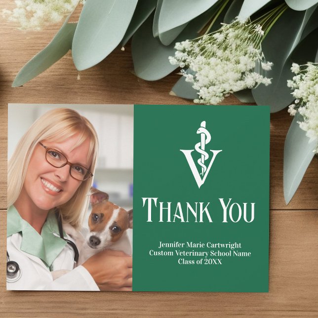Green Veterinarian Office Photo Customizable Thank You Card (Creator Uploaded)