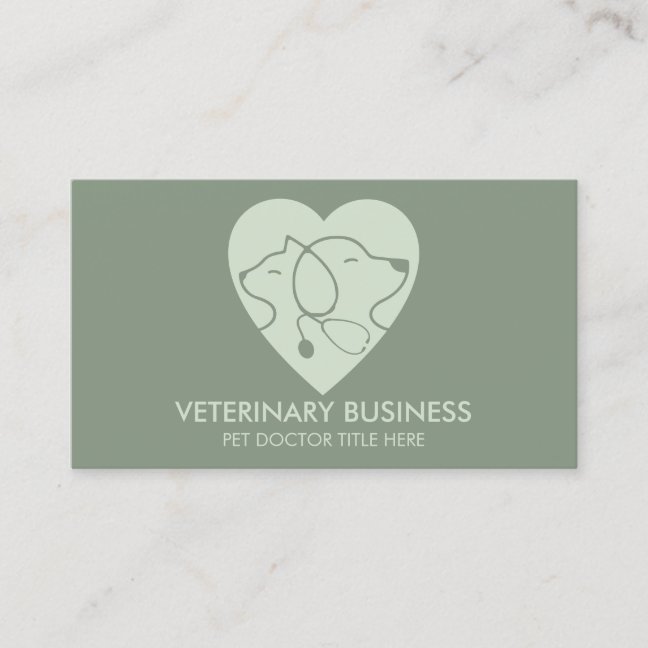 Green Veterinary Paw Pet Doctor Animal Business Card