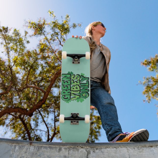 Green Vibes Only St. Patrick's Day Skateboard (Outdoor 1)