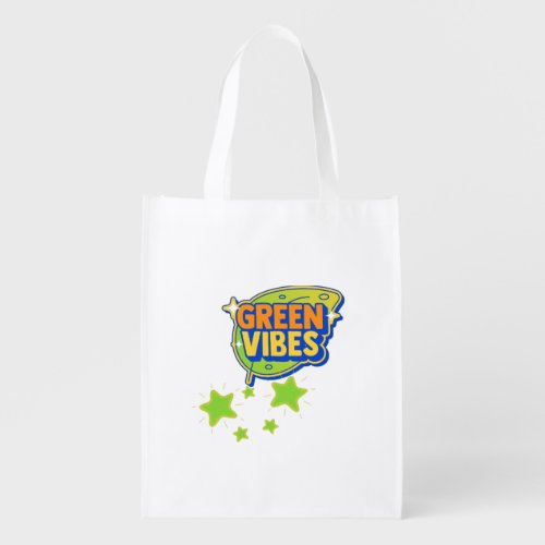 Green Vibes World Environment Day Save Earth Grocery Bag