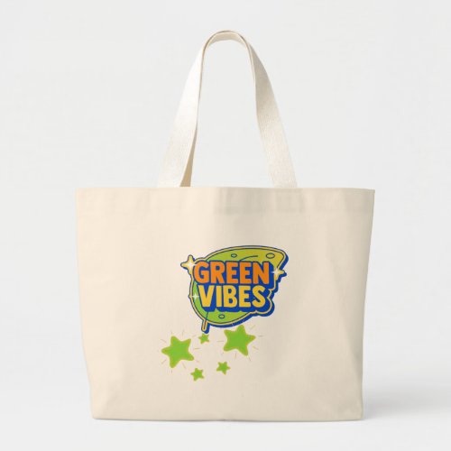 Green Vibes World Environment Day Save Earth Large Tote Bag