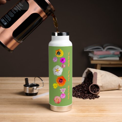 Green Vibrant Flower Mix Water Bottle