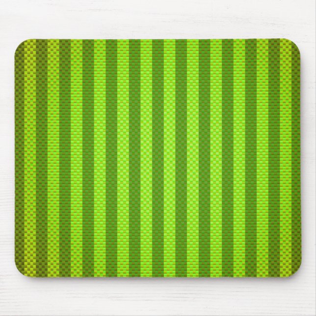 Green vibrant striped carbon fiber patterned mouse pad (Front)