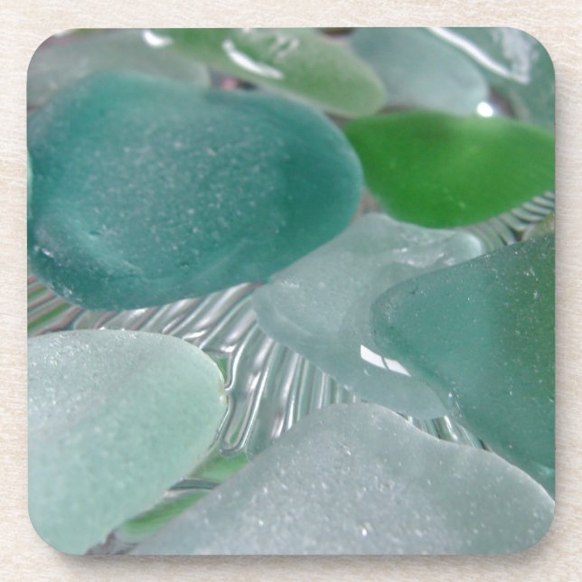 Green Vibrations Green Sea Glass Beverage Coaster (Front)