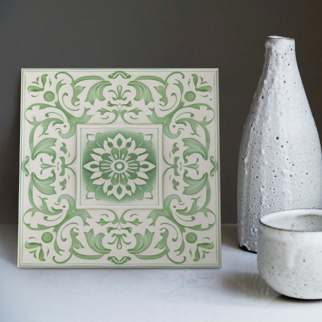 Green Victorian Backsplash Repro Art Nouveau Ceramic Tile (Creator Uploaded)