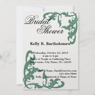 Green Victorian Flourish Filigree Bridal Shower