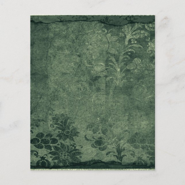 Green Victorian Gothic Damask Scrapbook Paper (Front)
