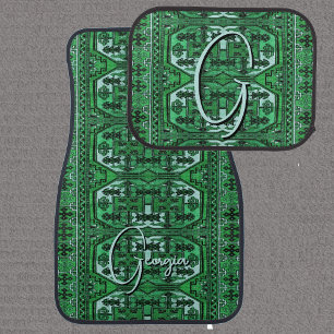 Green Victorian Rug Car Mats