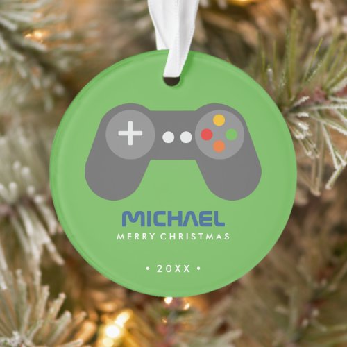 Green Video Game Controller Kids Christmas Ornament