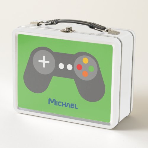 Green Video Game Controller Metal Lunch Box