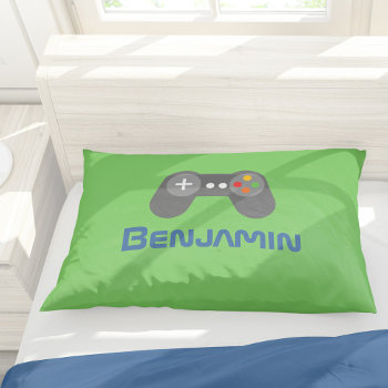Green Video Game Controller Pillow Case by heartlocked at Zazzle