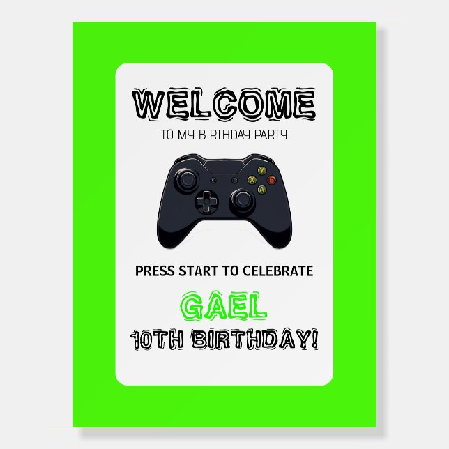 Green Video Game Truck Birthday Foam Board (Front)
