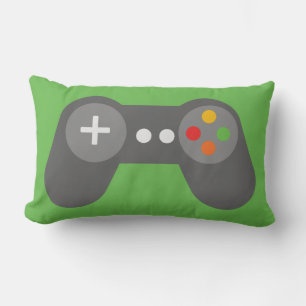 Green Video Games Controller Lumbar Pillow