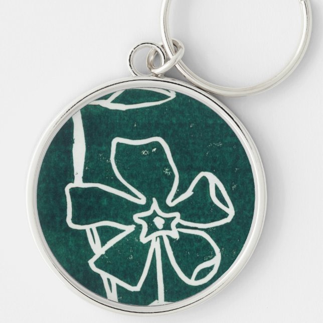 "Green Vinca" Floral Keychain (Front)