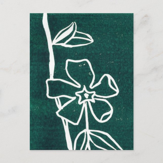 "Green Vinca" Floral Postcard (Front)