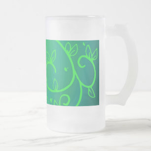 Green Vines Irish Luck Ireland Plant Flowers Art Frosted Glass Beer Mug